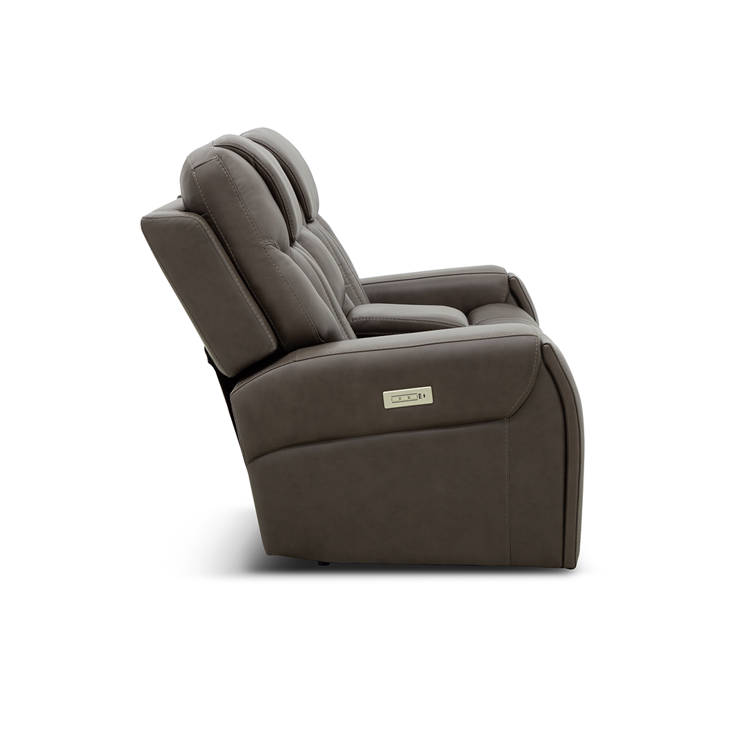 Clark Zero-G Home Theater Leather Loveseat with Console