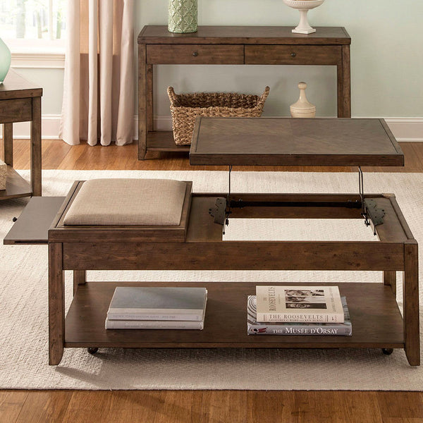 Brown Fabric Mitchell Cocktail Table from Liberty Furniture - Alternate angle