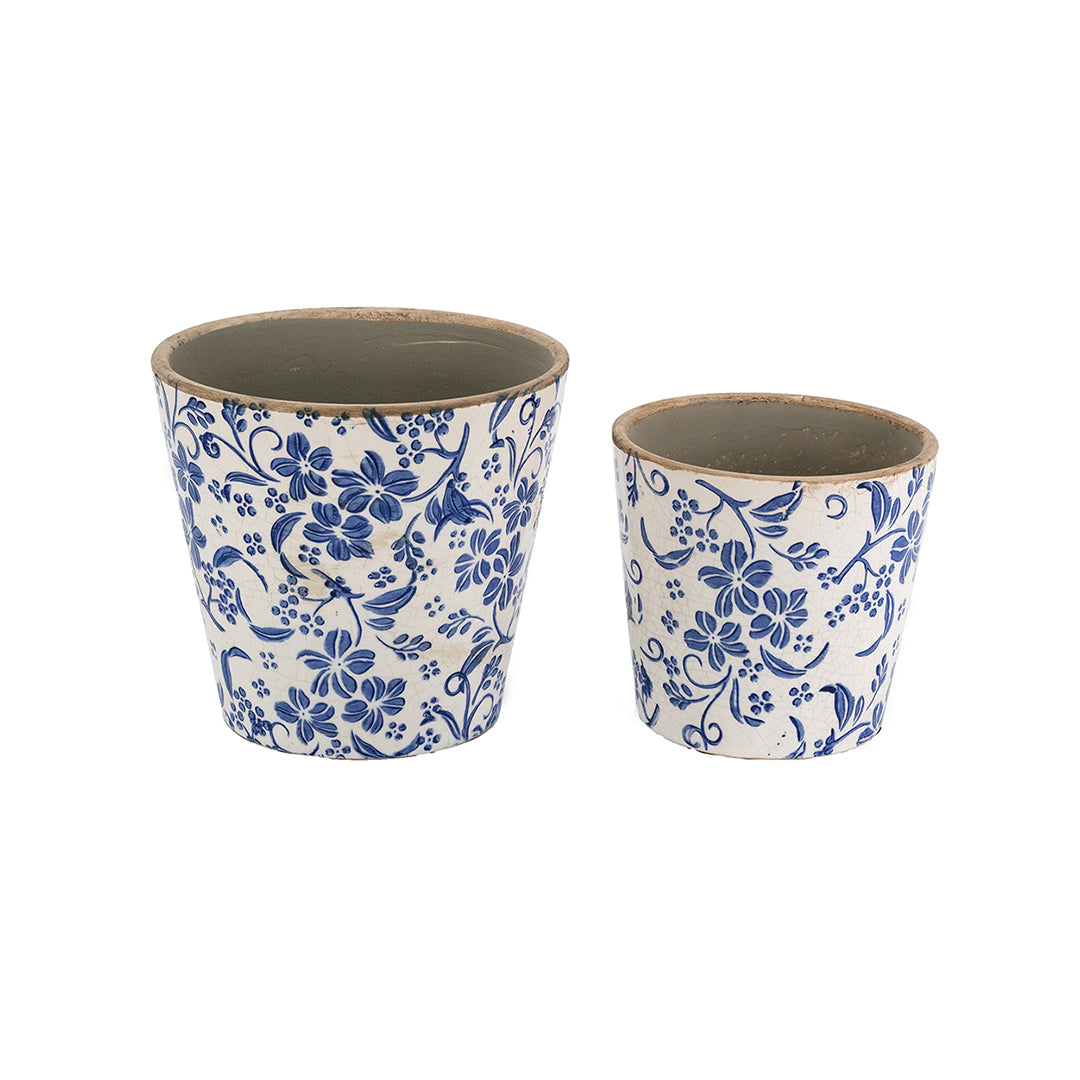 Blue & White Planters (Set of 2)