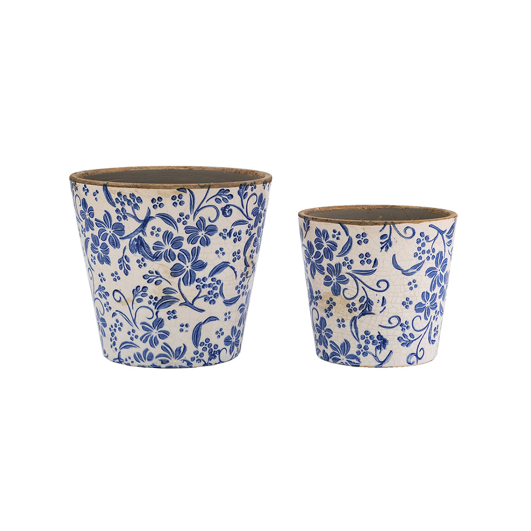 Blue & White Planters (Set of 2)