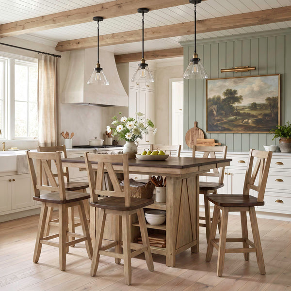 Lindsey Farm Counter Dining Set (5pc) (Seats 4-6) from Liberty Furniture in Veneer - Alternate angle