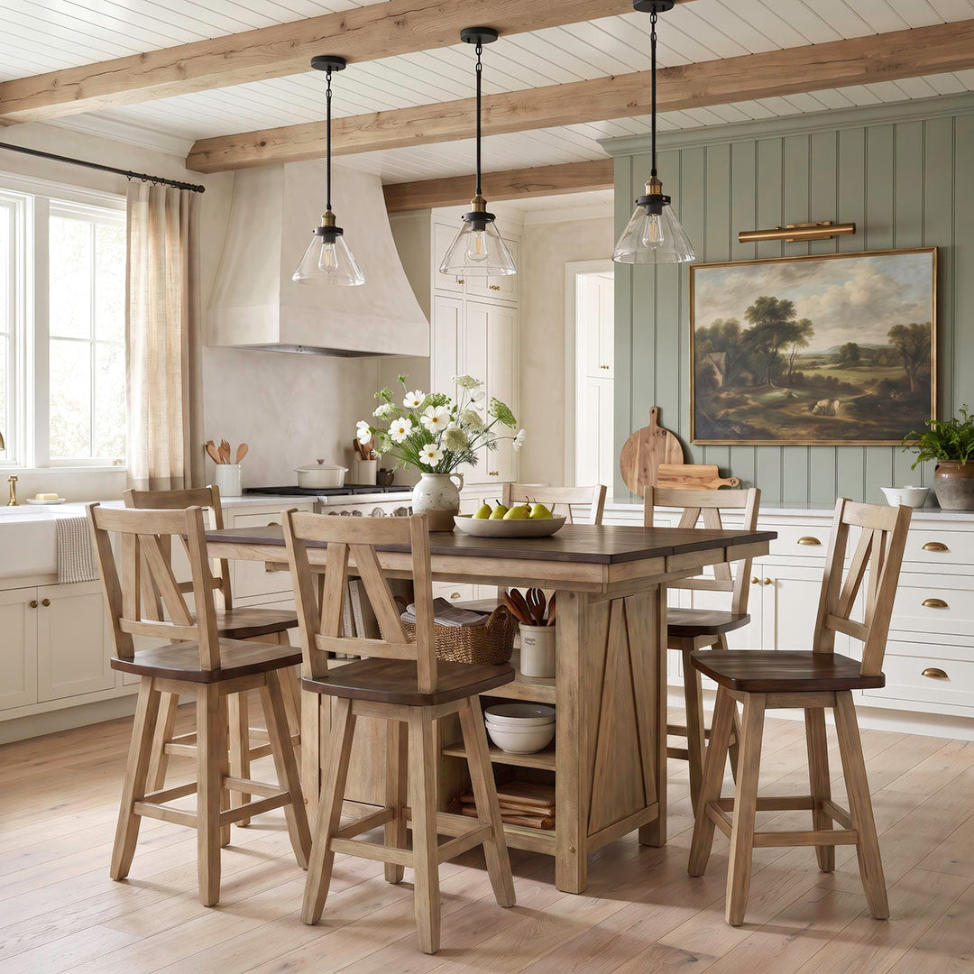 Lindsey Farm Counter Dining Set (5pc) (Seats 4-6) from Liberty Furniture in Veneer - Alternate angle