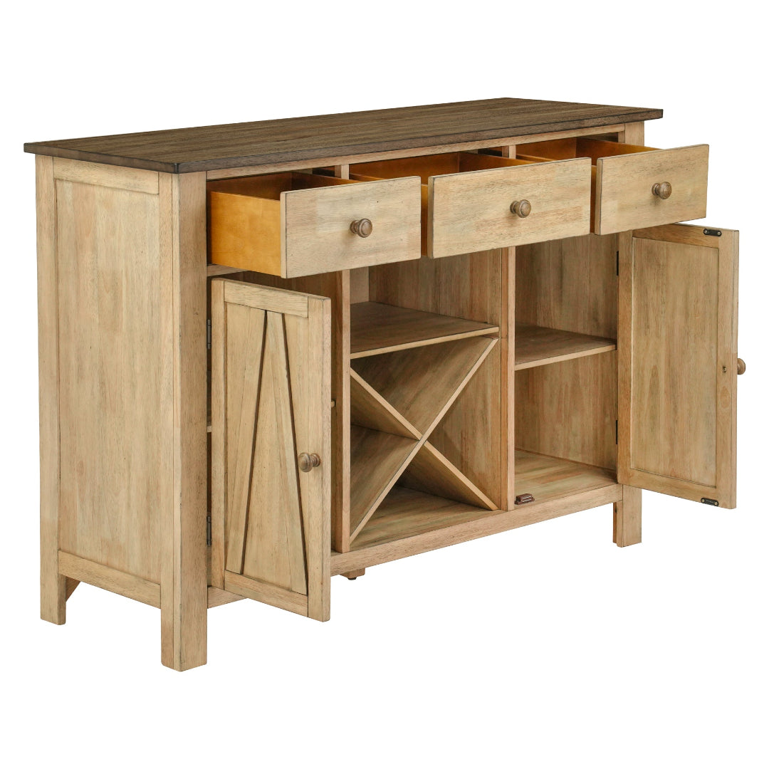 two tone country chic sideboard server with wine storage