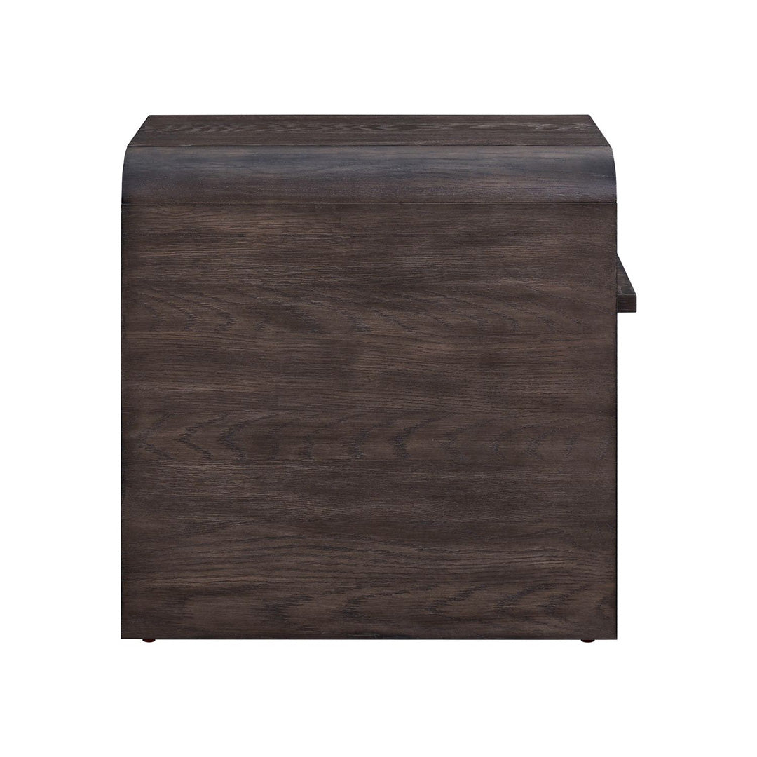 Perspectives end table in brown, rear view
