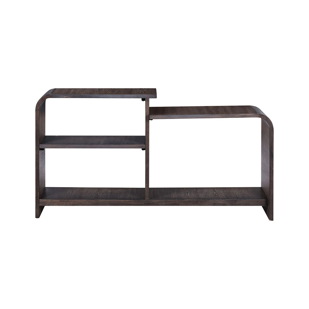 Perspectives sofa table in brown, side view