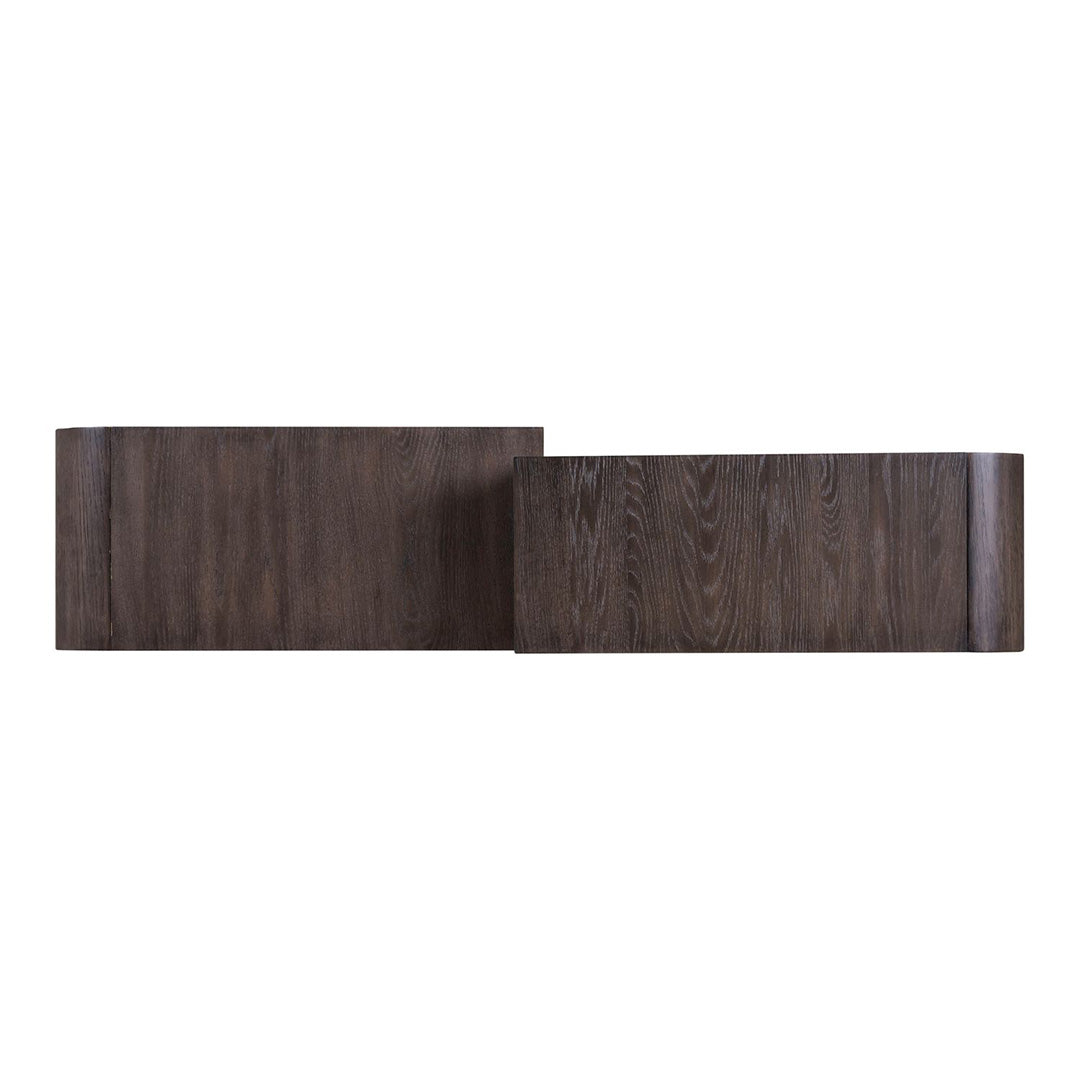 Perspectives sofa table in brown, detail view of legs