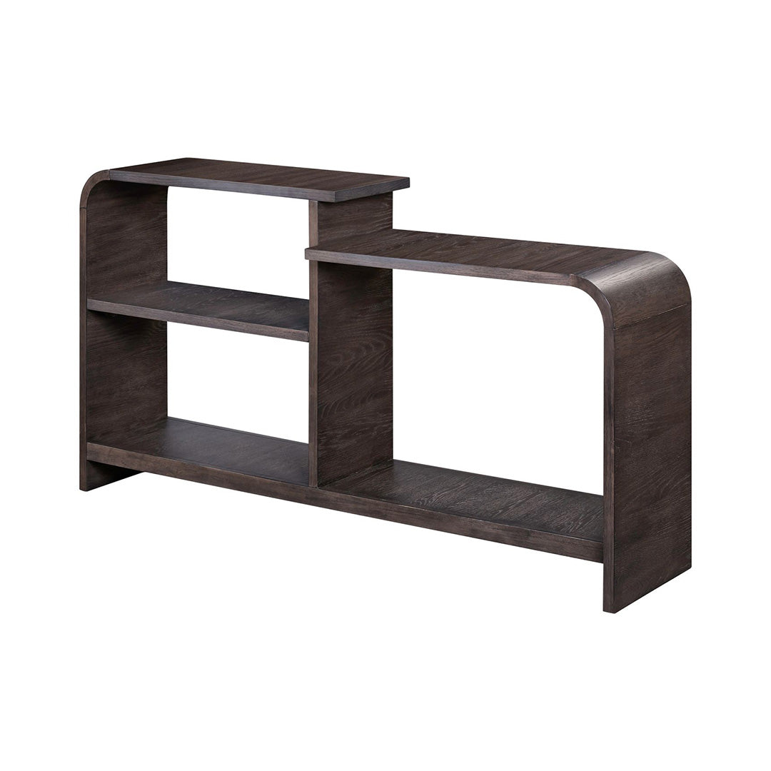 Perspectives sofa table in brown, top surface view