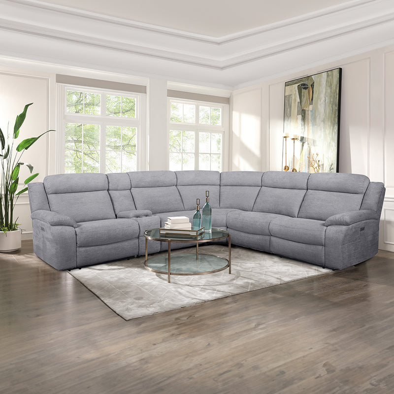 Curved sectional sofa with centered coffee table and rug in an open living room layout