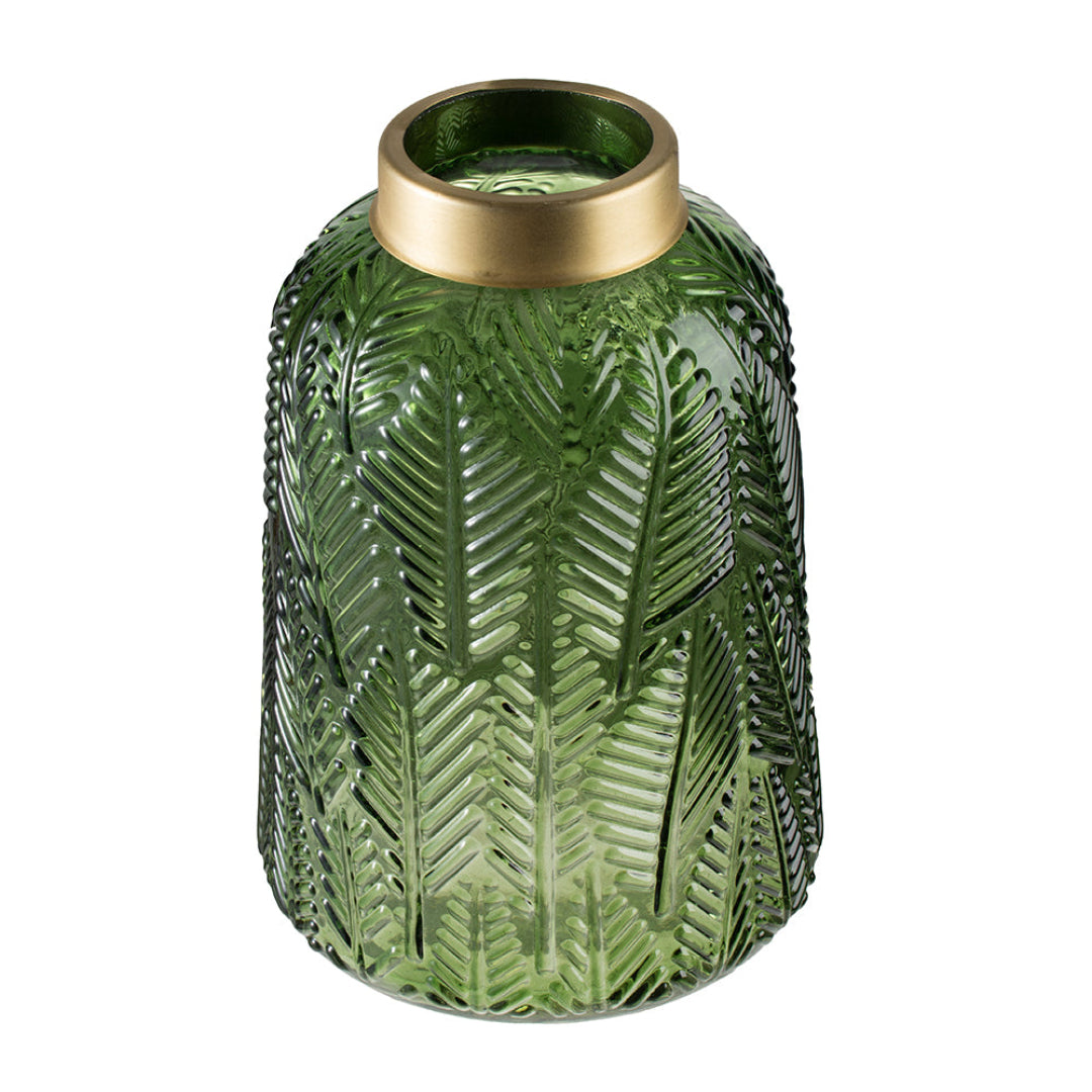 Green Fern Leaf Glass Vase II