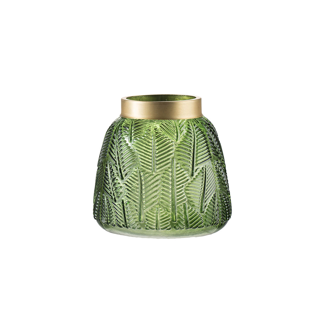 Green Fern Leaf Glass Vase I