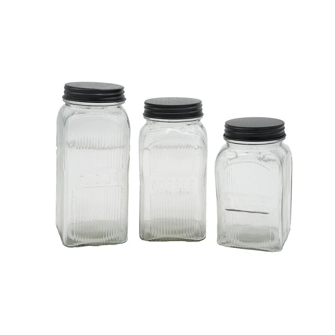 Glass Kitchen Canisters (Set of 3)