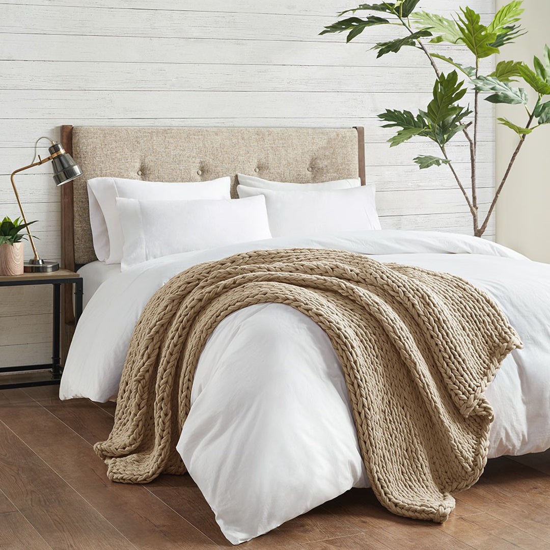 Chunky Knit Handmade Throw Blanket