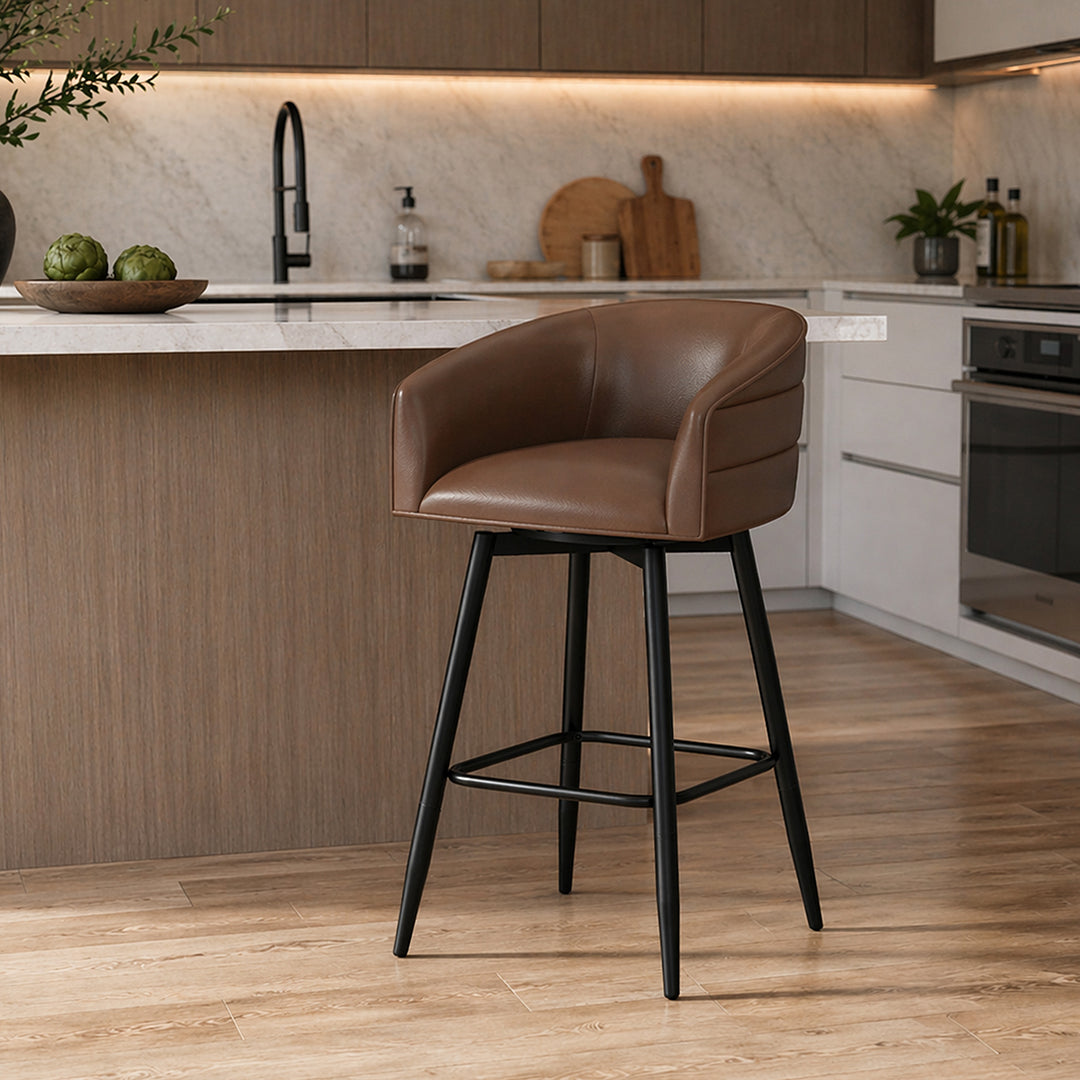 Barrel Bar Stool - Brown