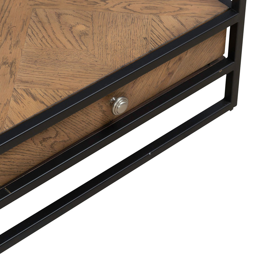 Bedford end table in black, three-quarter angle view
