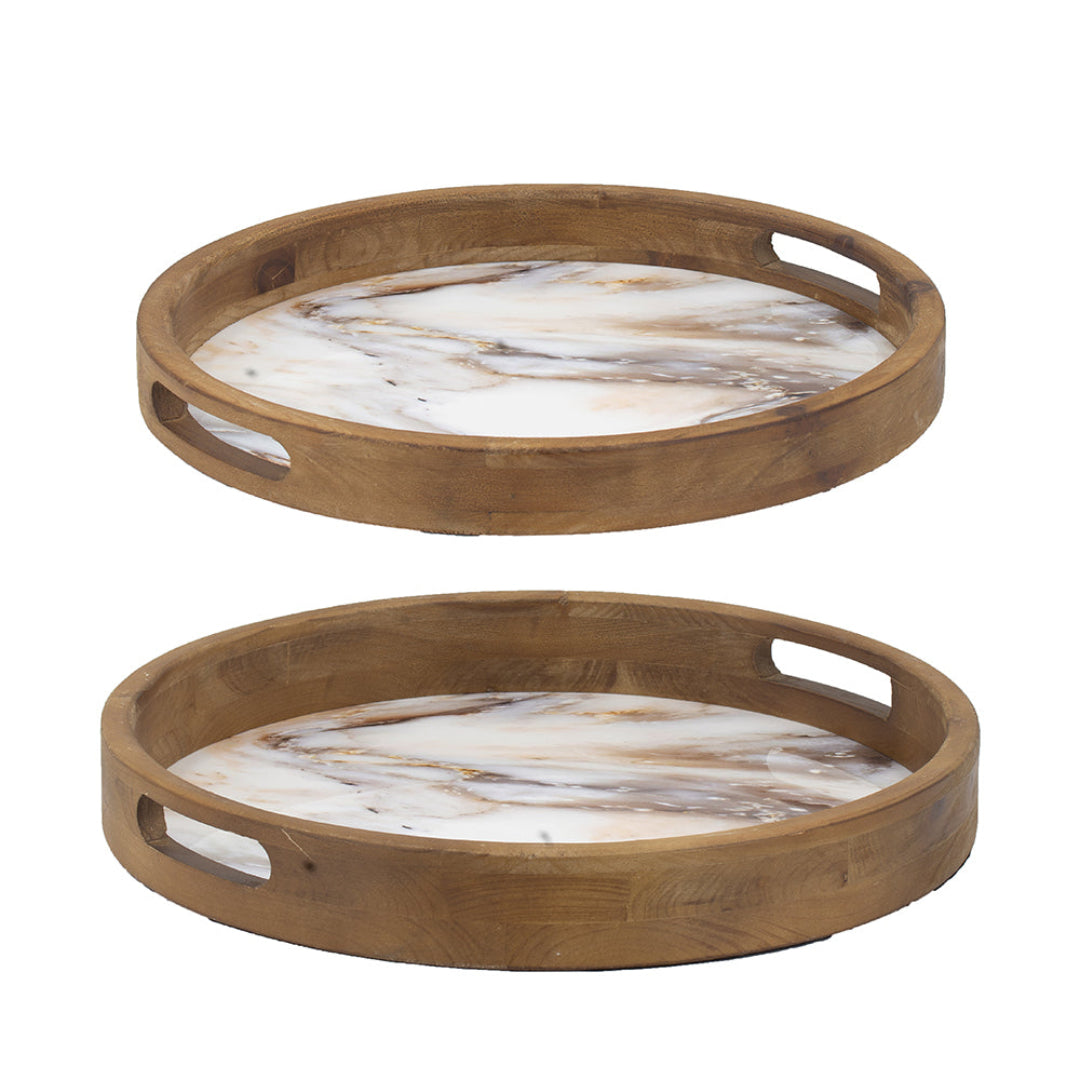Decorative Wooden Trays (Set of 2)