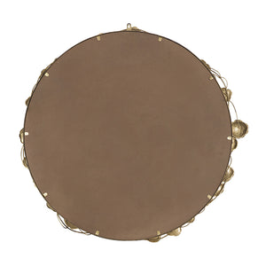 Round Mirror with Golden Leaves