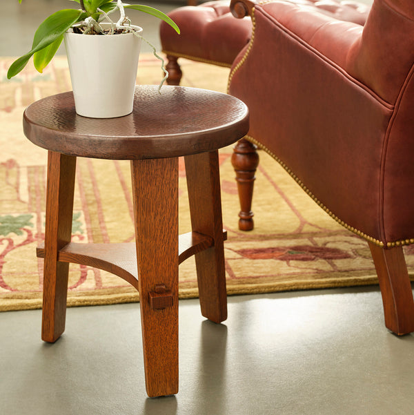 Little Treasures Tabouret Table II from L and J.G. Stickley Inc in Brown Solid Wood, Made in USA - Overhead view