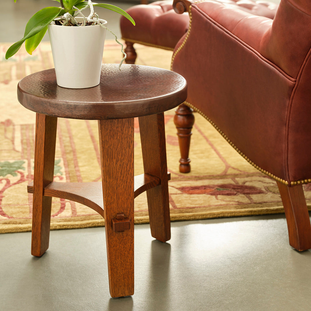 Little Treasures Tabouret Table II from L and J.G. Stickley Inc in Brown Solid Wood, Made in USA - Overhead view