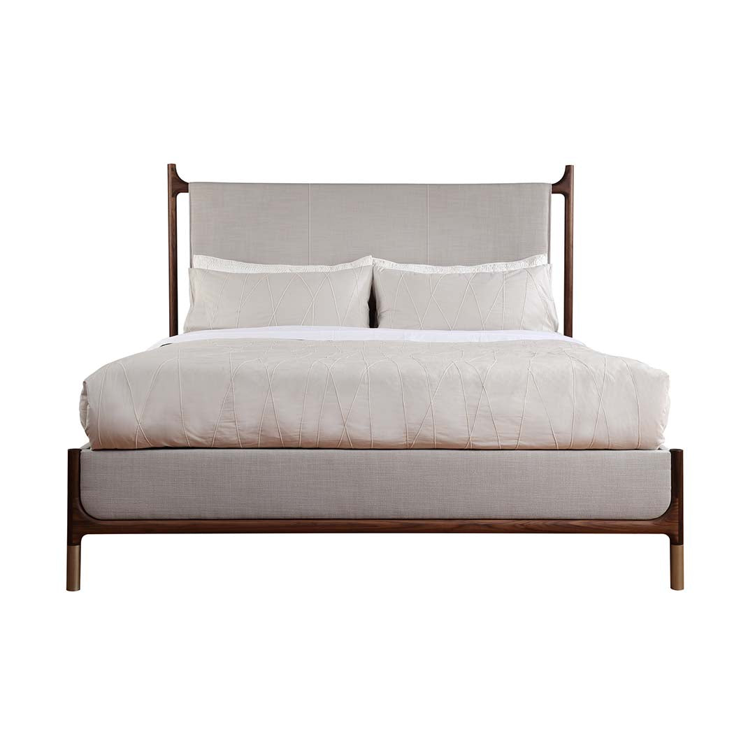 Walnut Grove Upholstered Bed from L and J.G. Stickley Inc in King Brown Solid Wood - Front view
