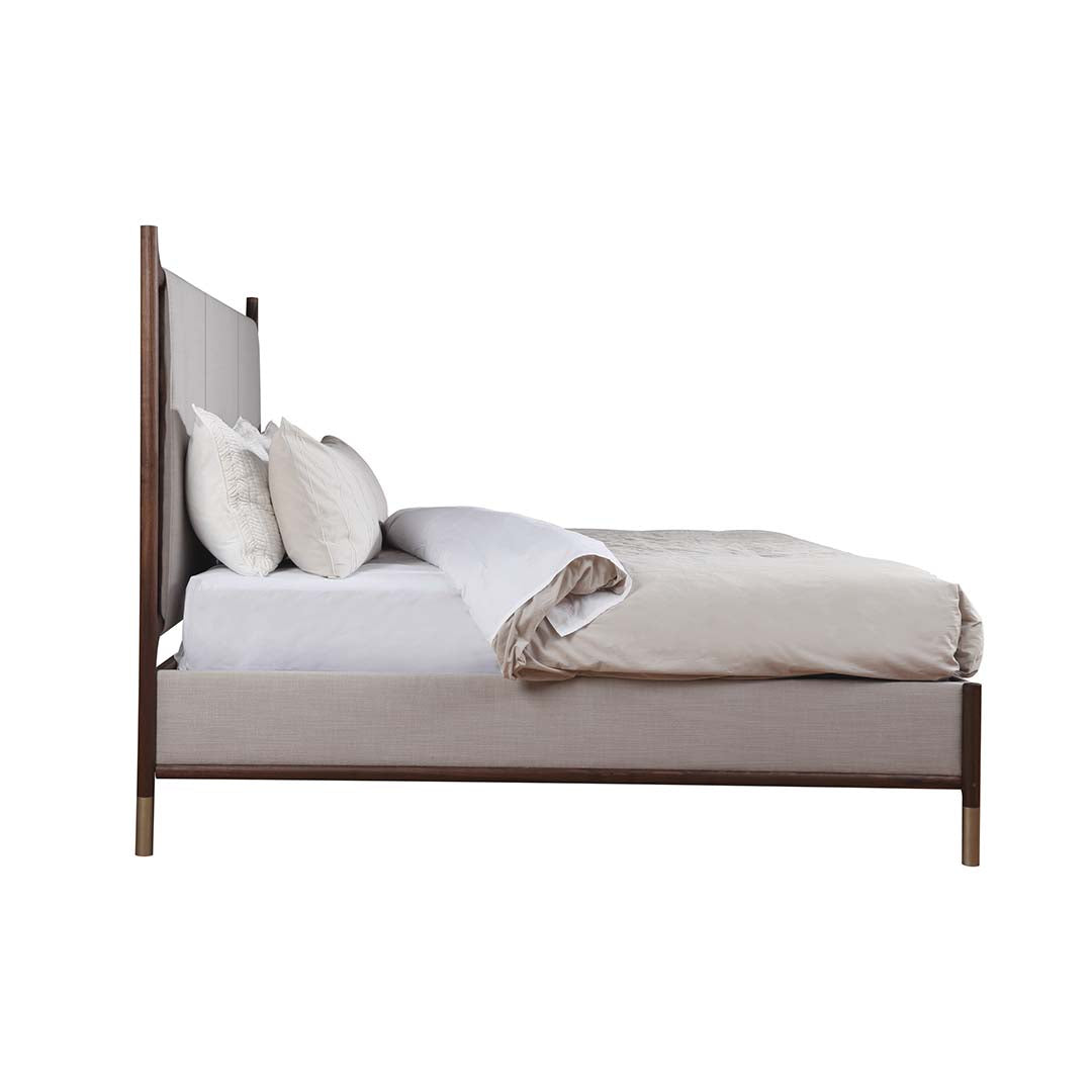 Walnut Grove Upholstered Bed from L and J.G. Stickley Inc in King Brown Solid Wood - Side view