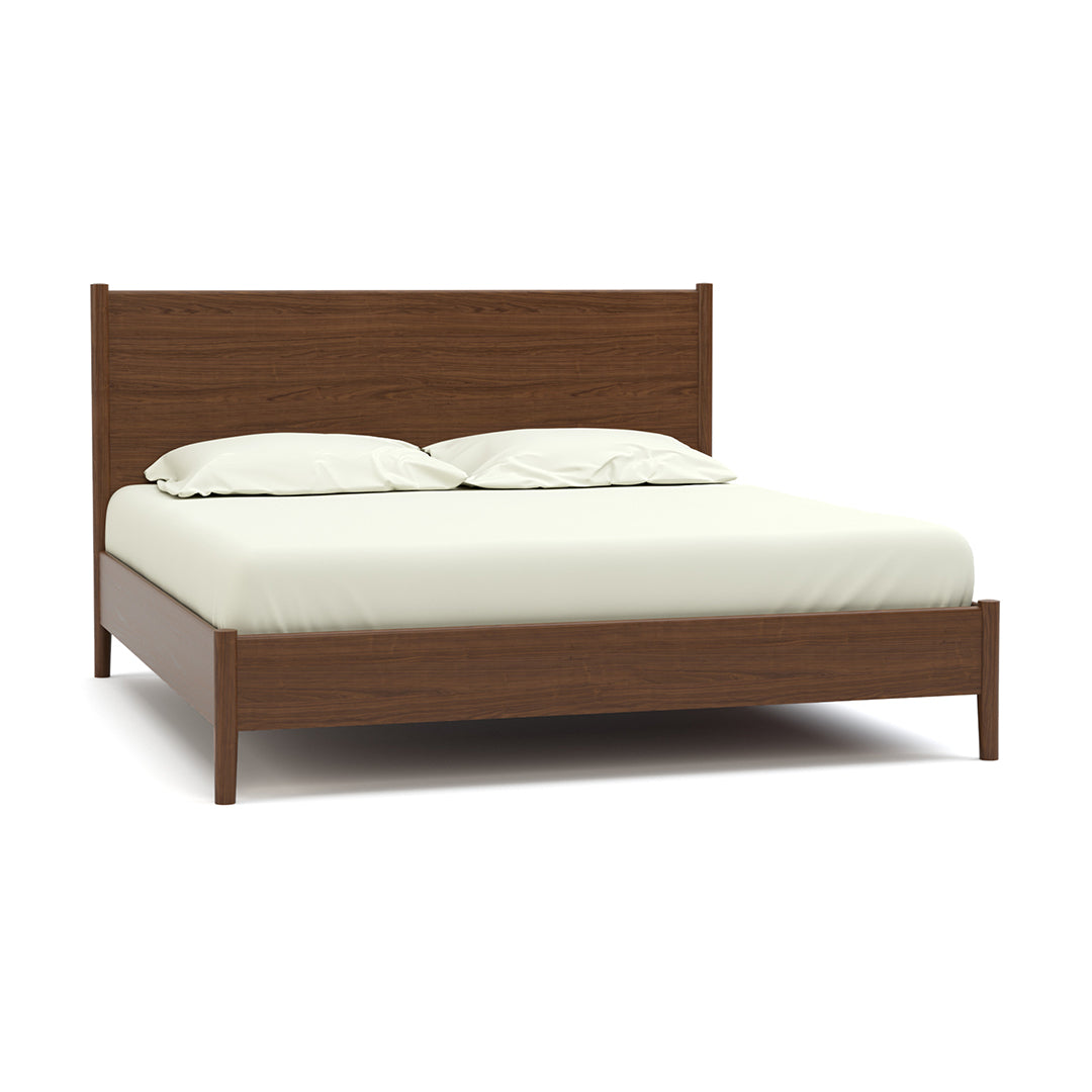 Walnut Grove Panel Bed from L and J.G. Stickley Inc in Queen Brown Solid Wood, Made in USA - Angle view