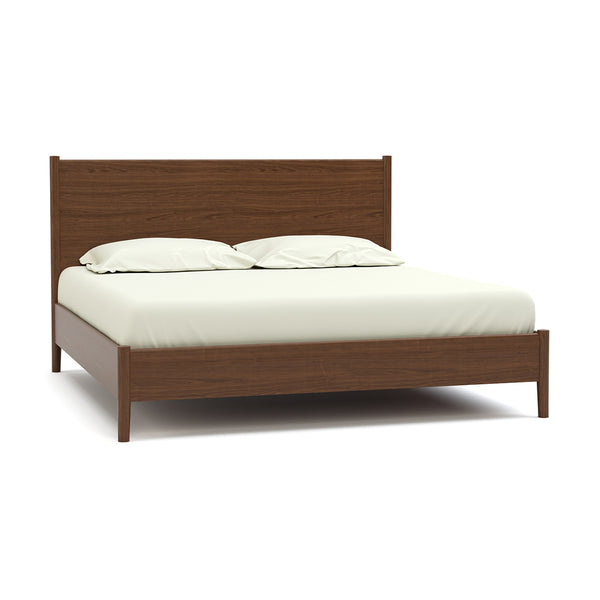Walnut Grove Panel Bed from L and J.G. Stickley Inc in Queen Brown Solid Wood, Made in USA - Angle view