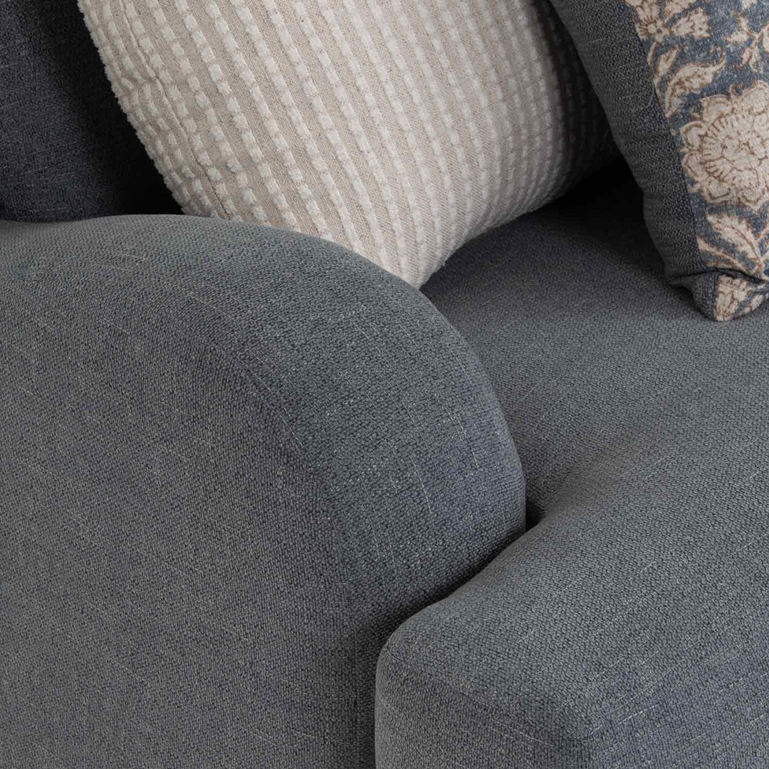 Gray sofa with patterned cushions