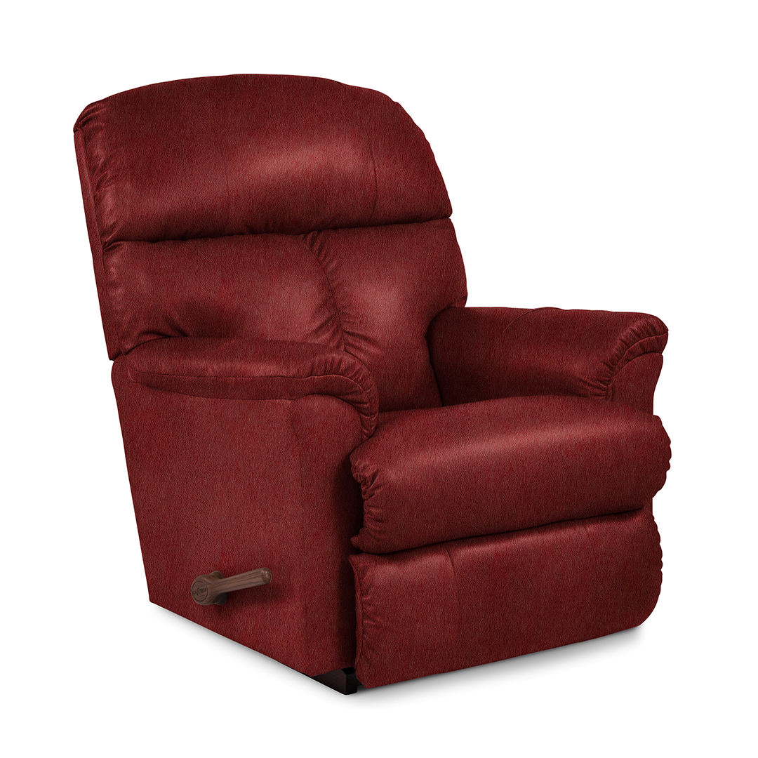 Reed Leather Rocker Recliner from La-Z-Boy Incorporated in Red with Manual Recline, Made in USA