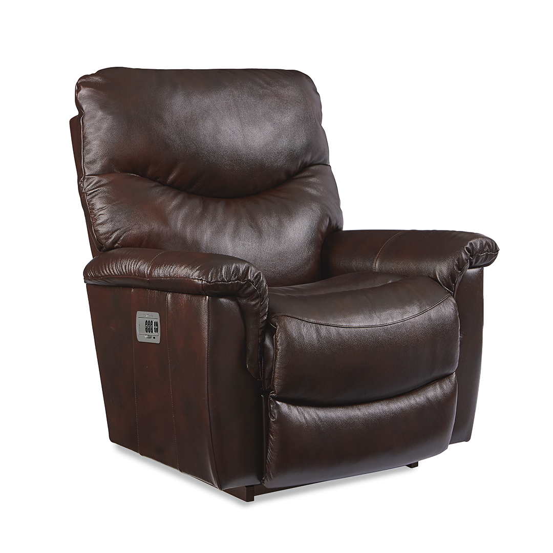 James Leather Power Rocker Recliner from La-Z-Boy Incorporated in Brown with Pet Friendly, Power Headrest, Made in USA