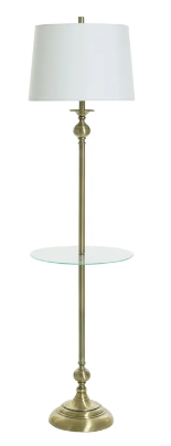 Antique Brass Floor Lamp with Glass Table