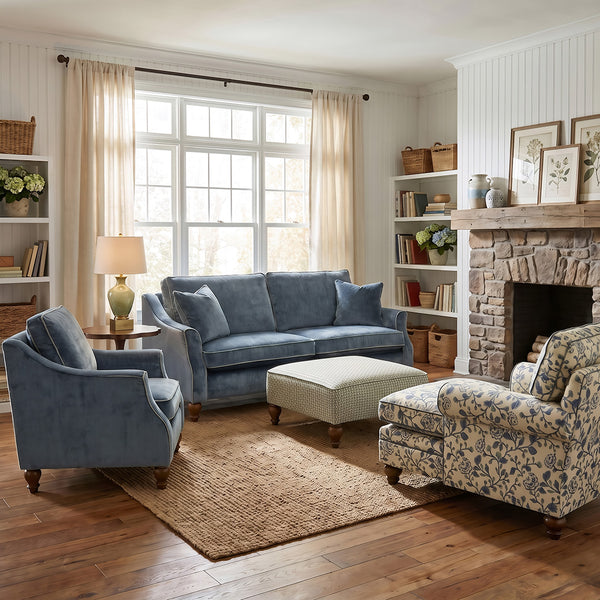 Adeline Power Reclining Sofa from Best Home Furnishings in Blue Velvet, Made in USA - Alternate angle