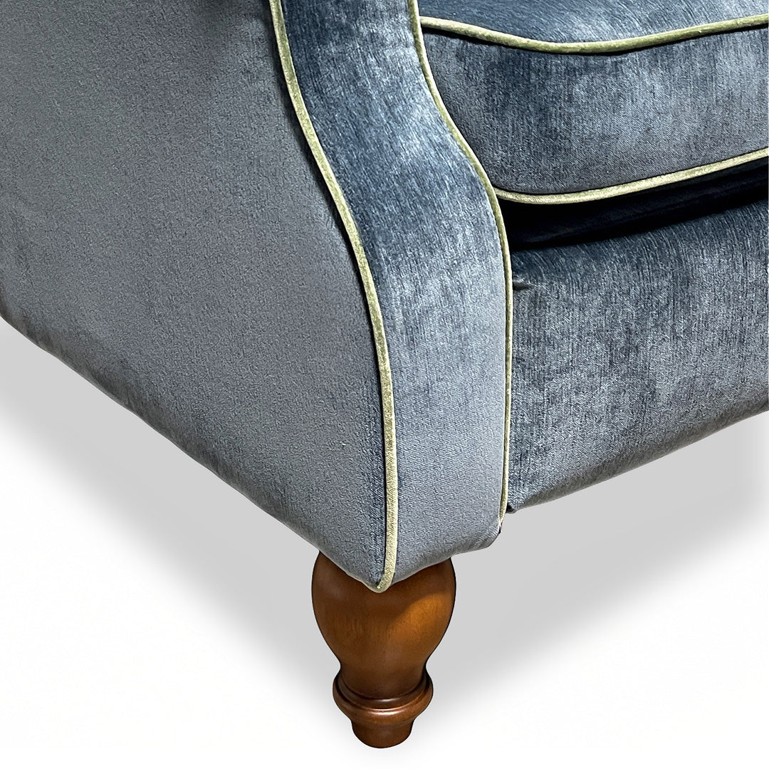 Adeline Power Recliner from Best Home Furnishings in Blue Velvet - Reclined position