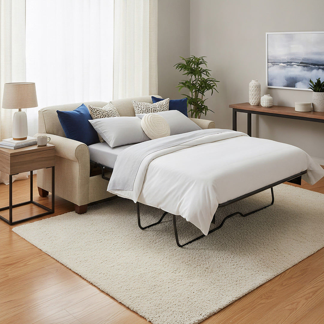 Beige Fabric Angie Visco Full Sleeper Loveseat from England - Alternate angle