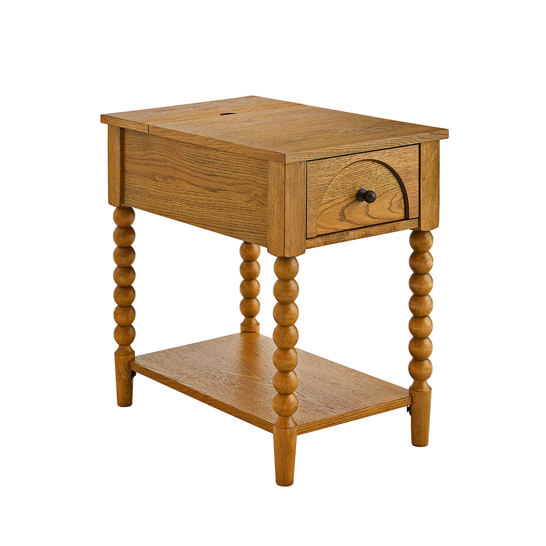 Mabel Chairside Table from Sandberg Furniture in Veneer with USB Port - Angle view