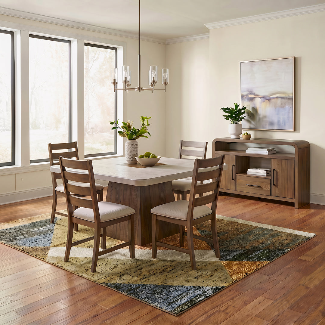 Apex Dining Set (5pc) (Seats 6-8) from Holland House in Brown Upholstered - Alternate angle