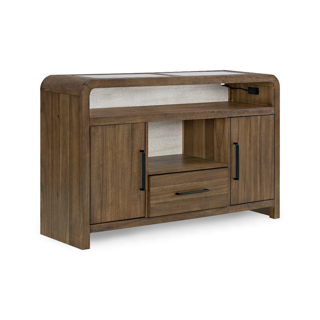 Apex Sideboard from Holland House in Brown Veneer with USB Port - Side view