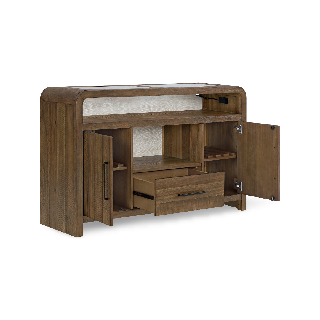 Apex Sideboard from Holland House in Brown Veneer with USB Port - Side view