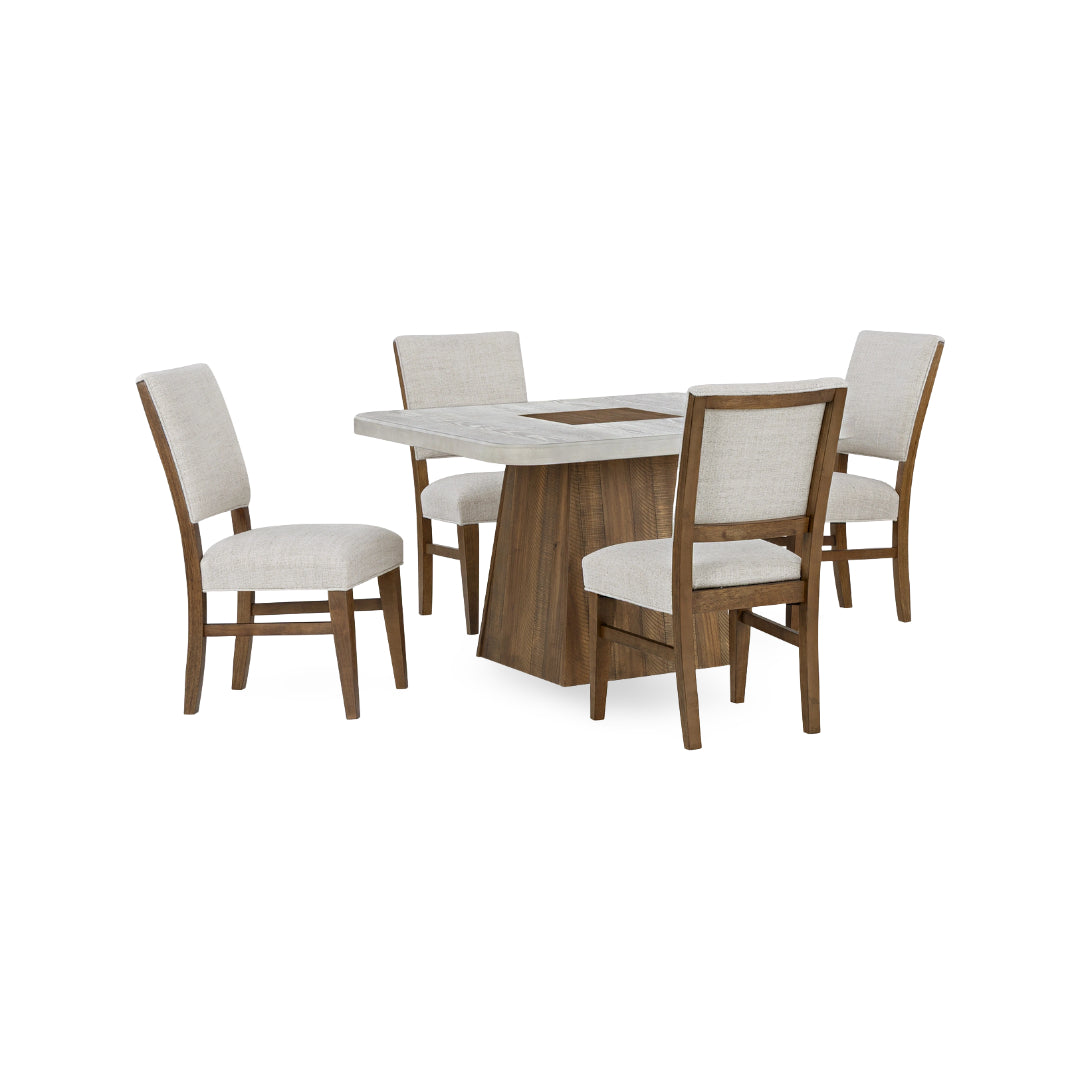 Apex Upholstered Dining Set (5pc) (Seats 6-8) from Holland House in Brown Veneer - Red finish
