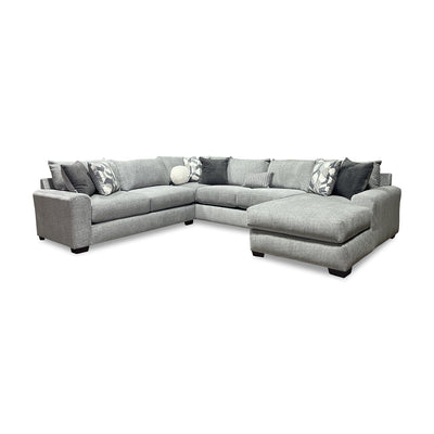 Gray sectional sofa with right chaise and accent pillows