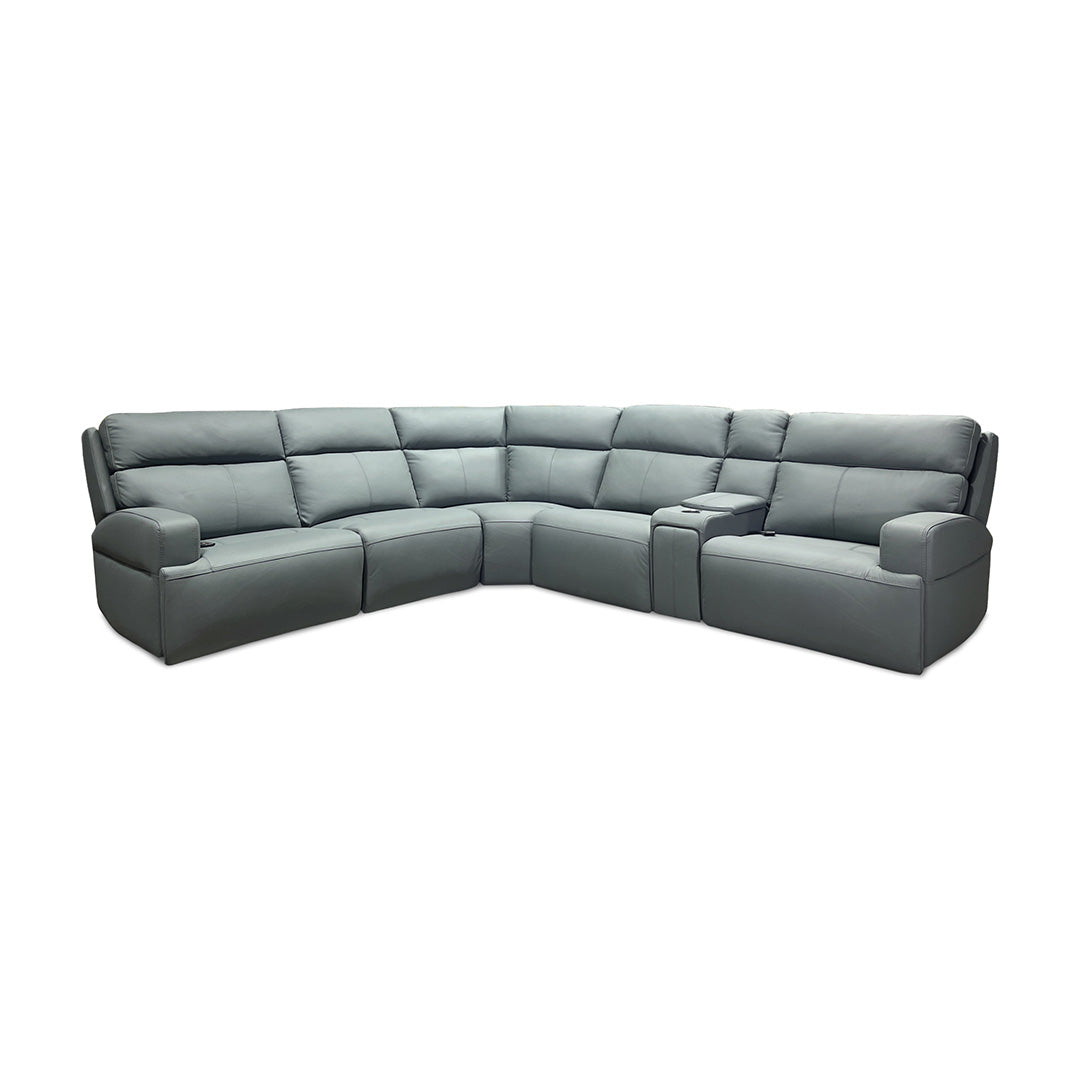 Ariel Leather Power Reclining Sectional with Heat & Massage