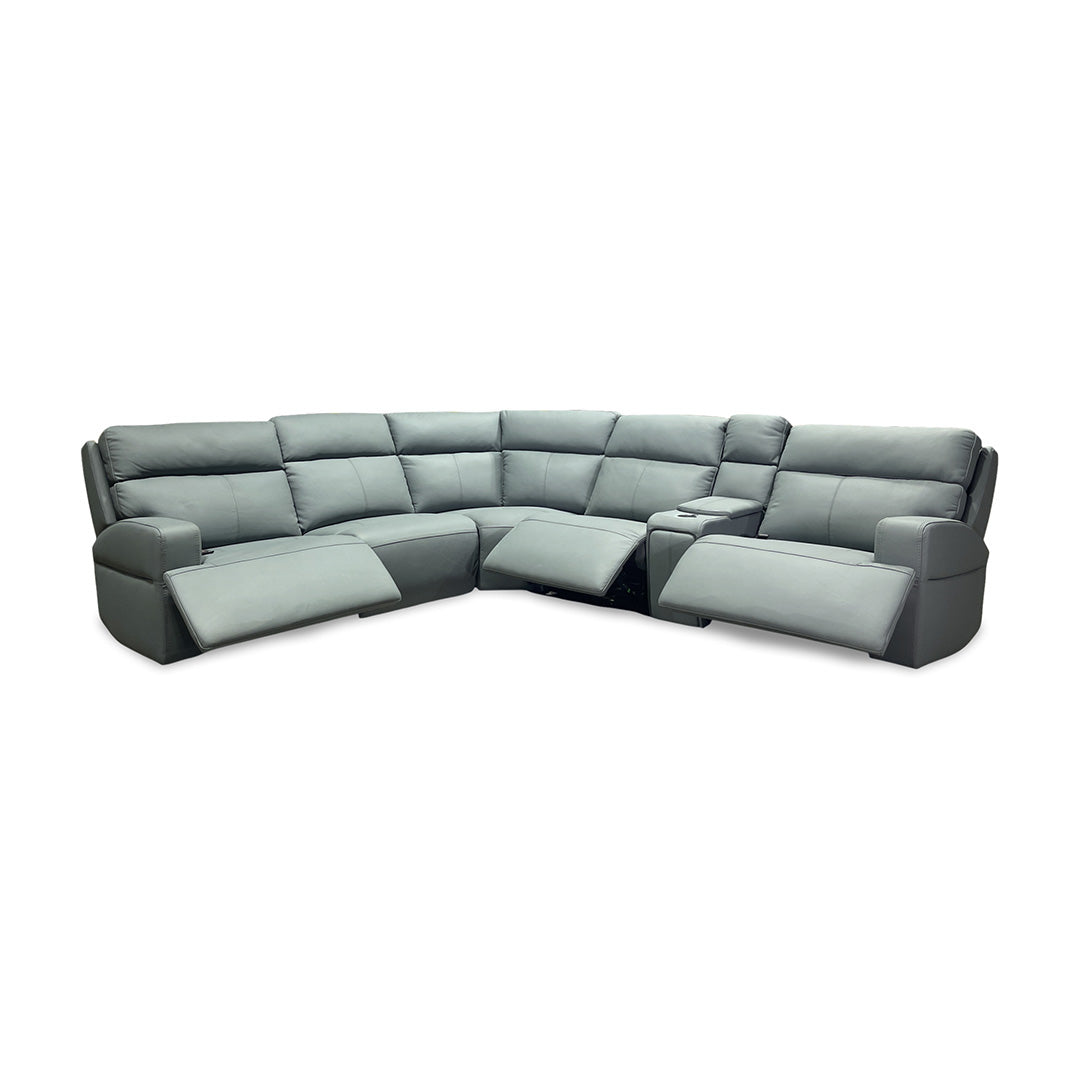 Ariel Leather Power Reclining Sectional with Heat & Massage
