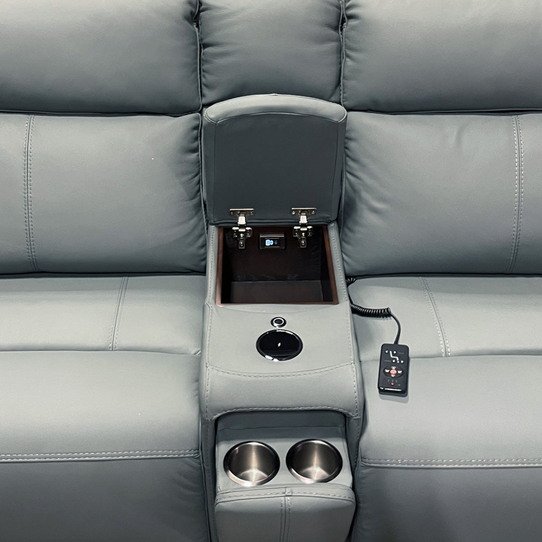 Ariel Leather Power Reclining Sectional with Heat & Massage