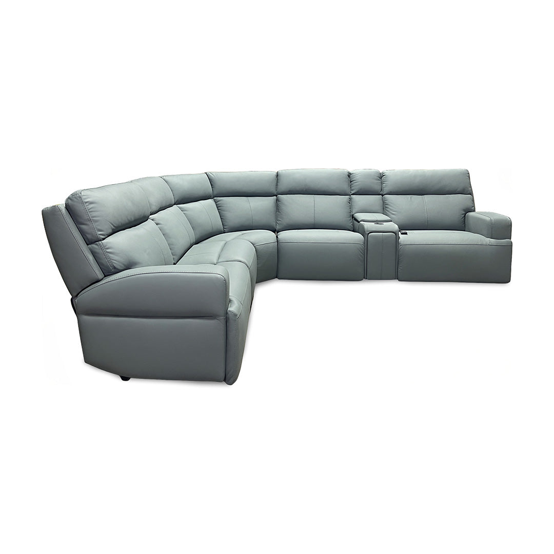 Ariel Leather Power Reclining Sectional with Heat & Massage
