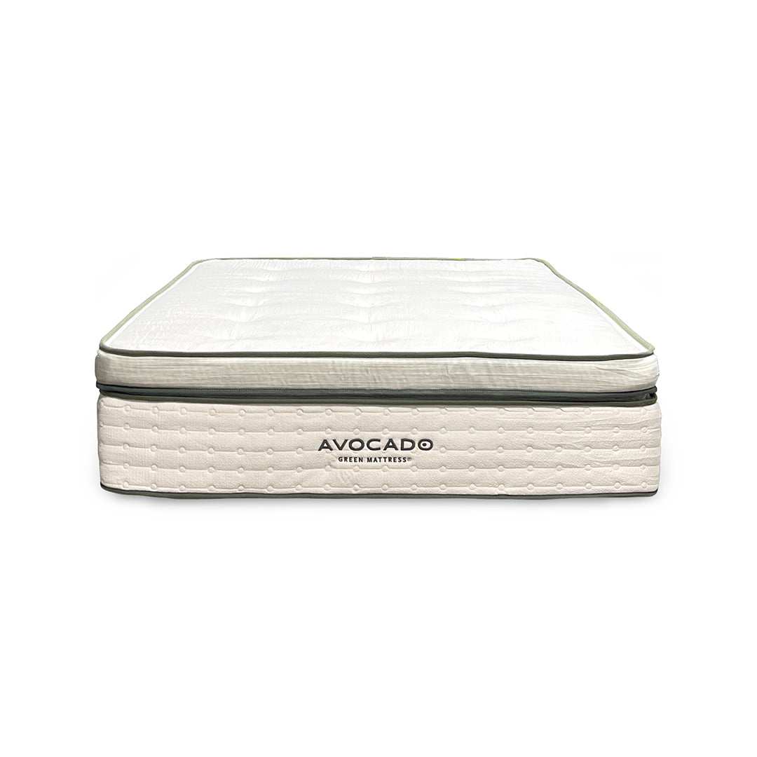 Plush Avocado Boxtop Green Mattress from Avocado Mattress in Queen Cotton / Natural Fiber Blend with Cooling, Made in USA - Overhead view