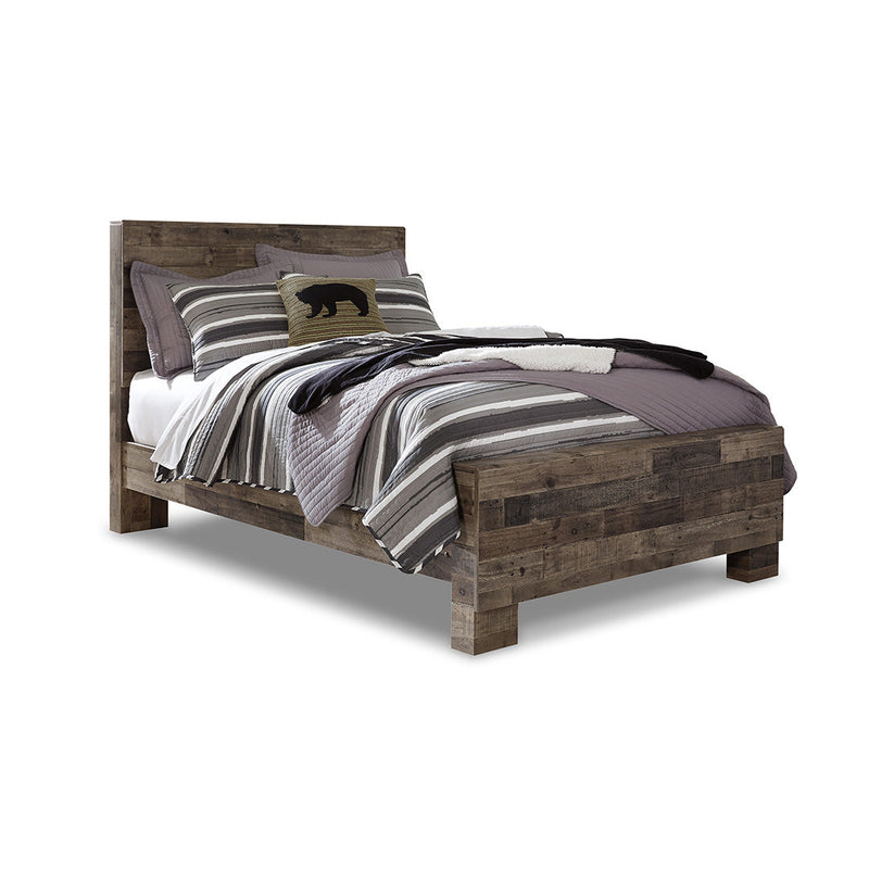 Derekson Panel Bed in a styled bedroom