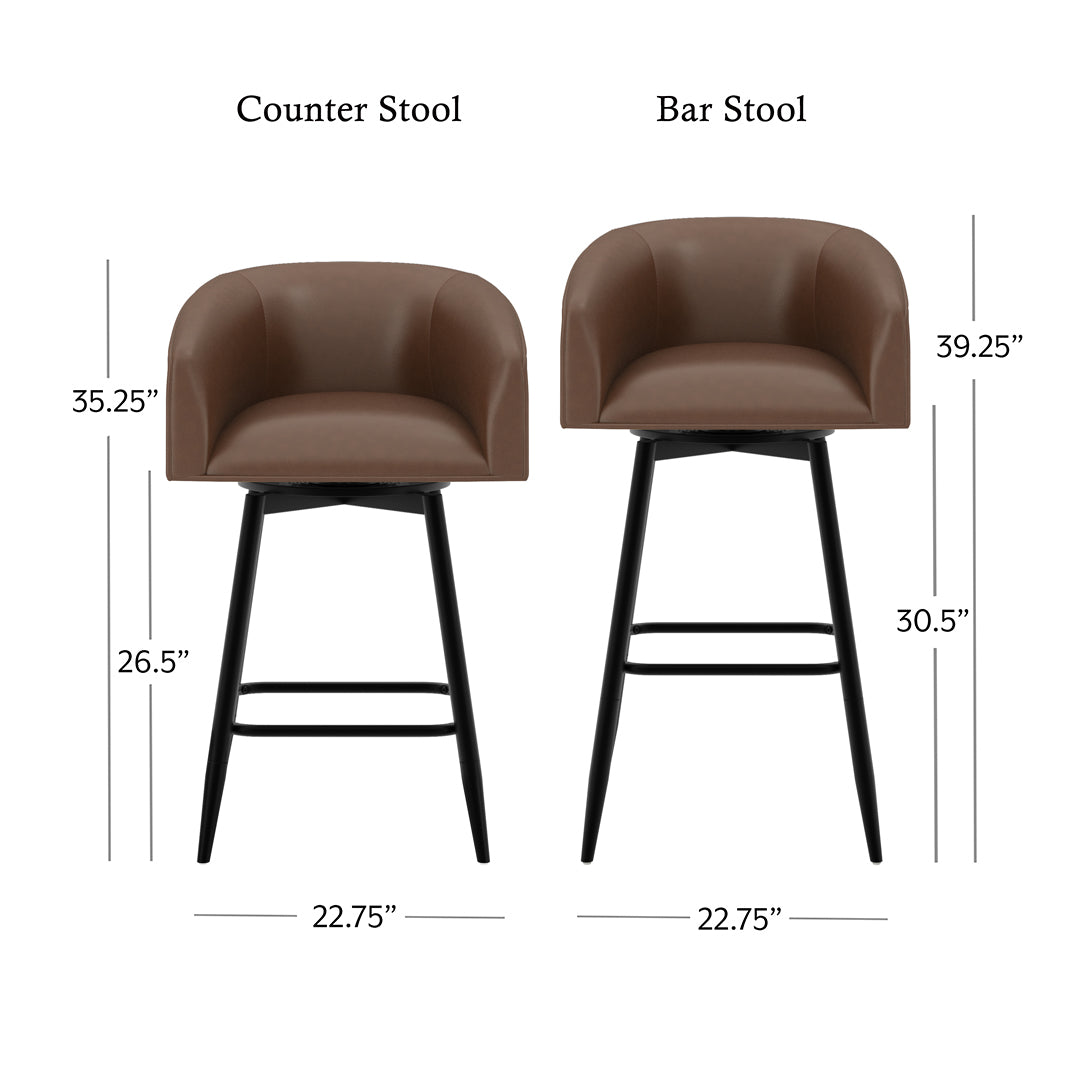 Barrel Bar Stool - Brown