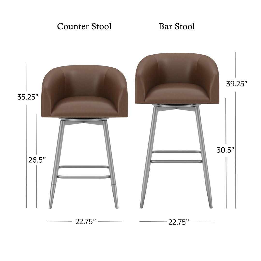 Barrel Bar Stool - Brown