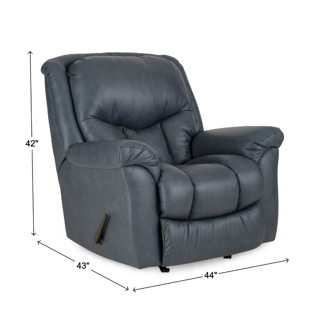 Beaumont Leather Rocker Recliner from Home Stretch, Made in USA - Overhead view