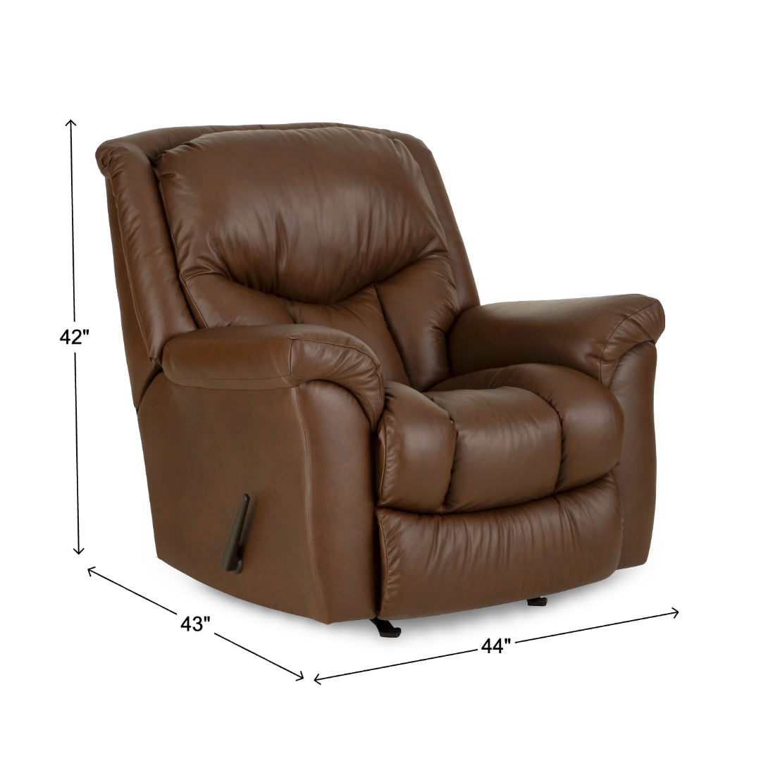 Beaumont Leather Rocker Recliner from Home Stretch with Manual Recline, Made in USA - Overhead view