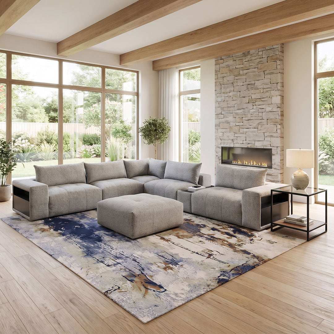 Beck Sectional (6-Piece) from Kuka Home in Gray Performance Fabric with USB Port, Wireless Charging - Additional view 15